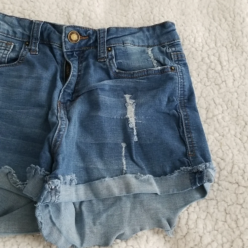 Angel Kiss Women's Mid Rise Distressed Denim Shorts